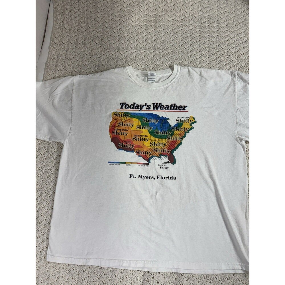Today's Weather Vtg Parody Sh***ty Tee T-Shirt Ft. Myers Size 2XL Funny Humor